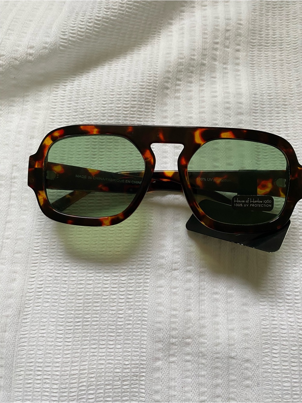 House of Harlow 1960 Tortoiseshell Sunglasses with Green Lenses
